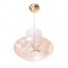 Smoked glass polished brass pendant